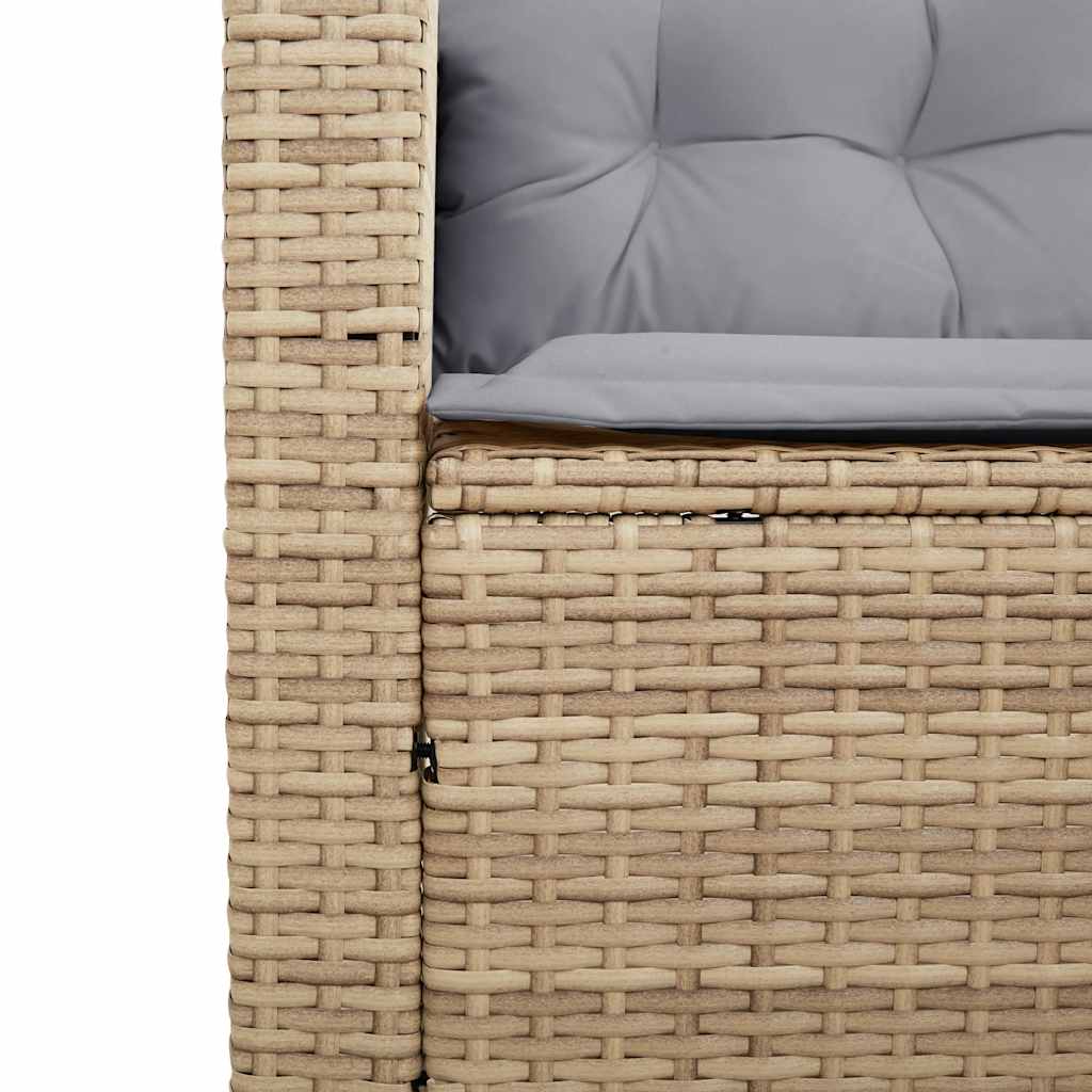 Divano da Giardino con Tavolo e Cuscini a L Beige in Polyrattan | homemem39