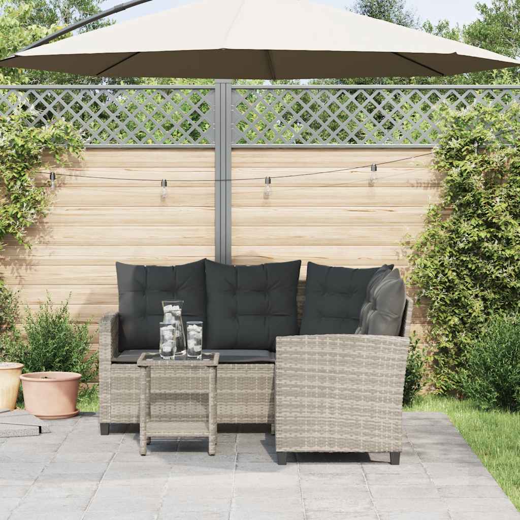 Divano Giardino Tavolo e Cuscini a L Grigio Chiaro Polyrattan | homemem39