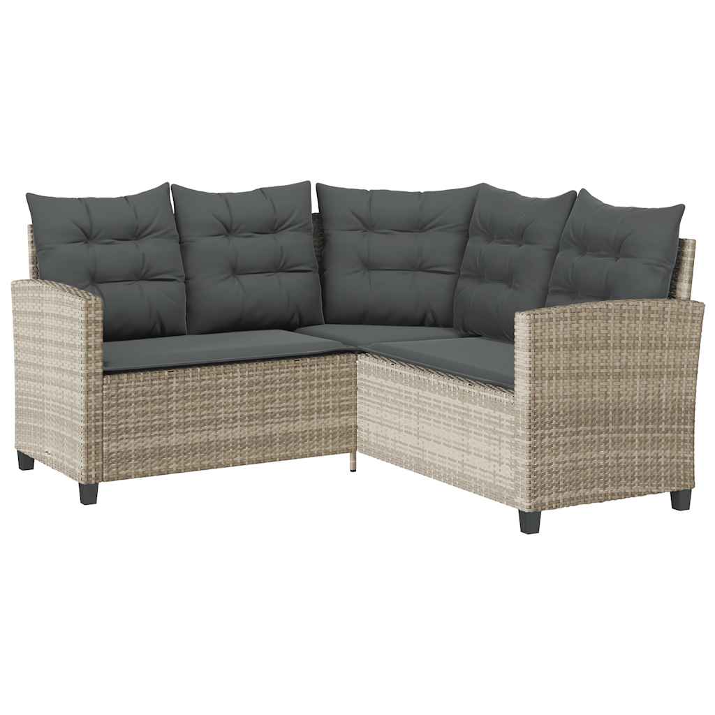 Divano Giardino Tavolo e Cuscini a L Grigio Chiaro Polyrattan | homemem39