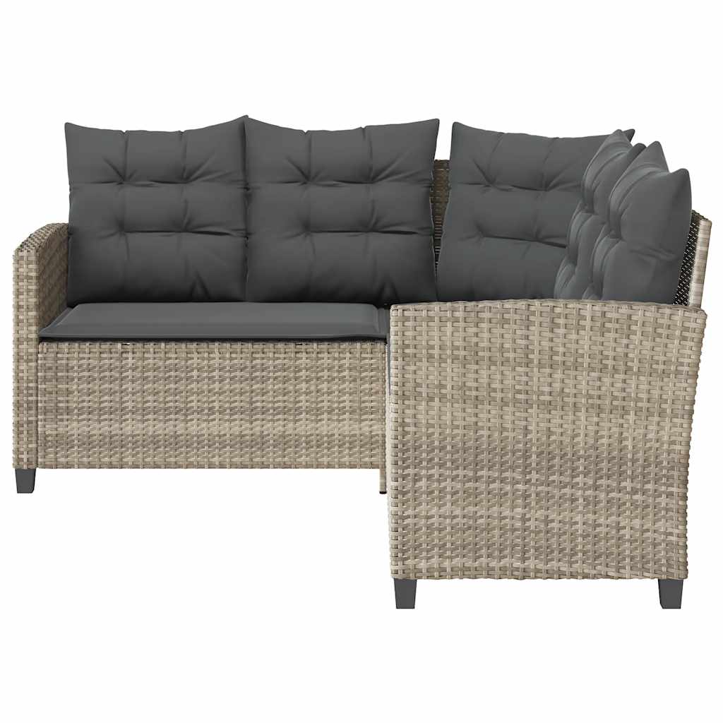 Divano Giardino Tavolo e Cuscini a L Grigio Chiaro Polyrattan | homemem39