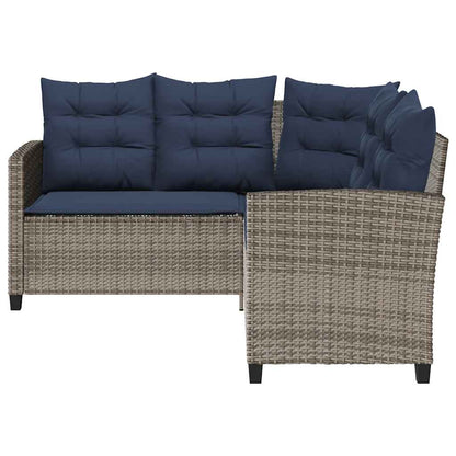 Divano da Giardino con Tavolo e Cuscini a L Polyrattan