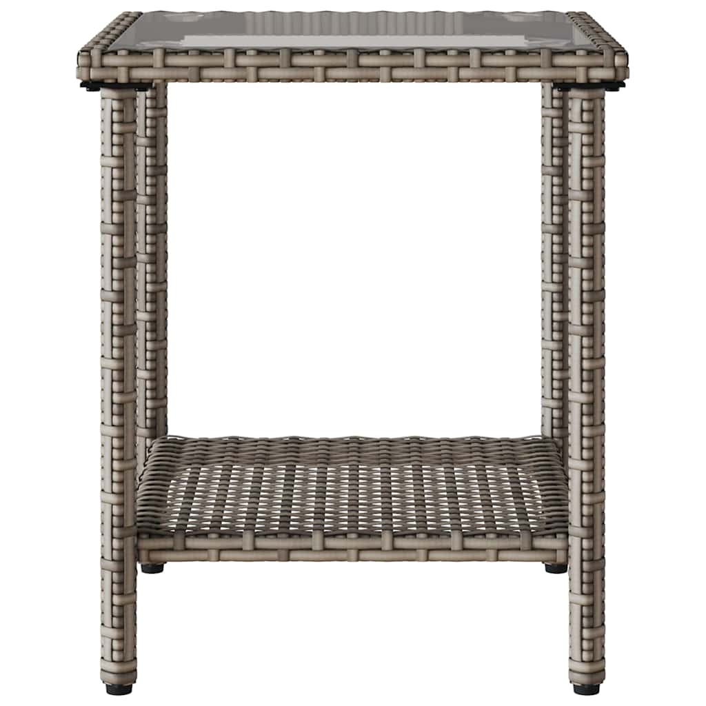Divano da Giardino con Tavolo e Cuscini a L Grigio Polyrattan | homemem39
