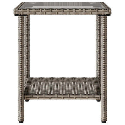 Divano da Giardino con Tavolo e Cuscini a L Grigio Polyrattan | homemem39