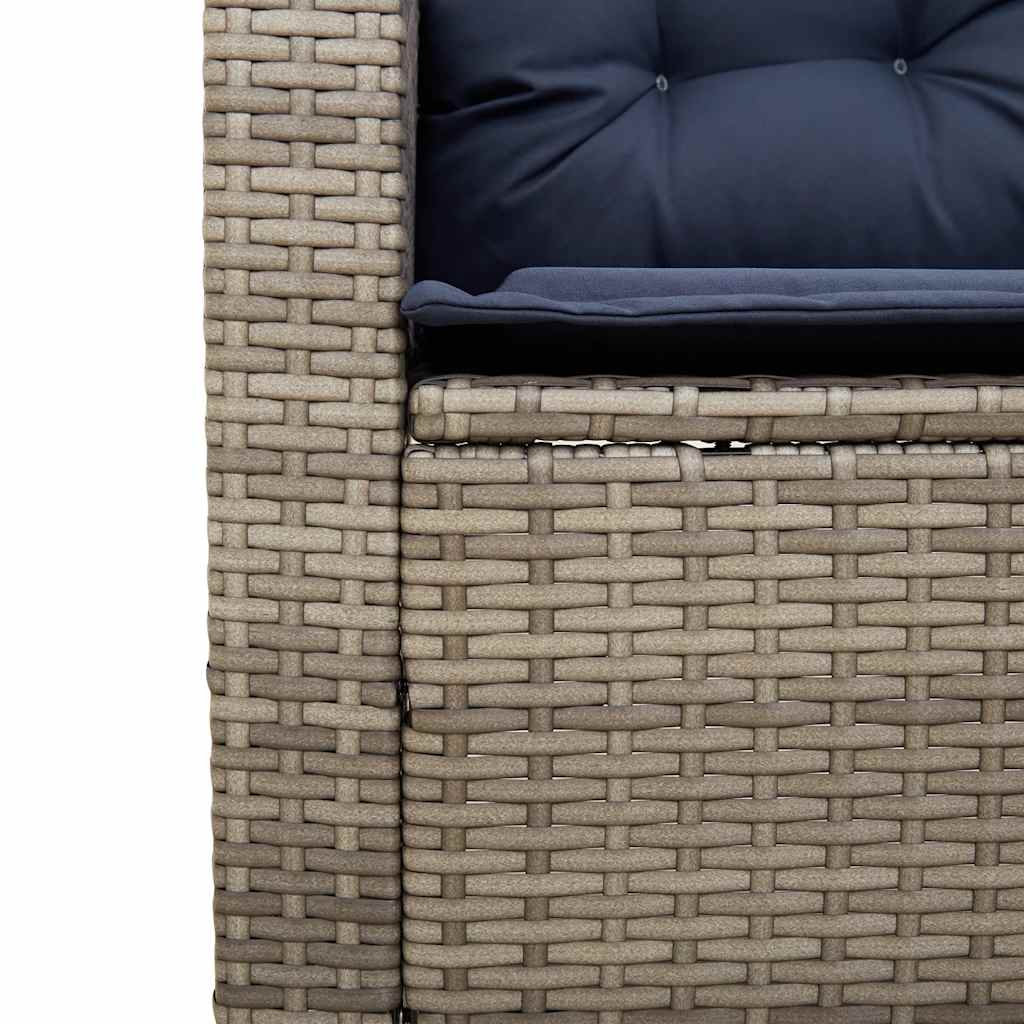 Divano da Giardino con Tavolo e Cuscini a L Grigio Polyrattan | homemem39