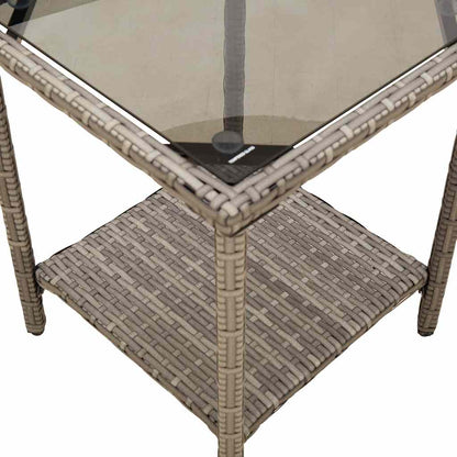 Divano da Giardino con Tavolo e Cuscini a L Grigio Polyrattan | homemem39