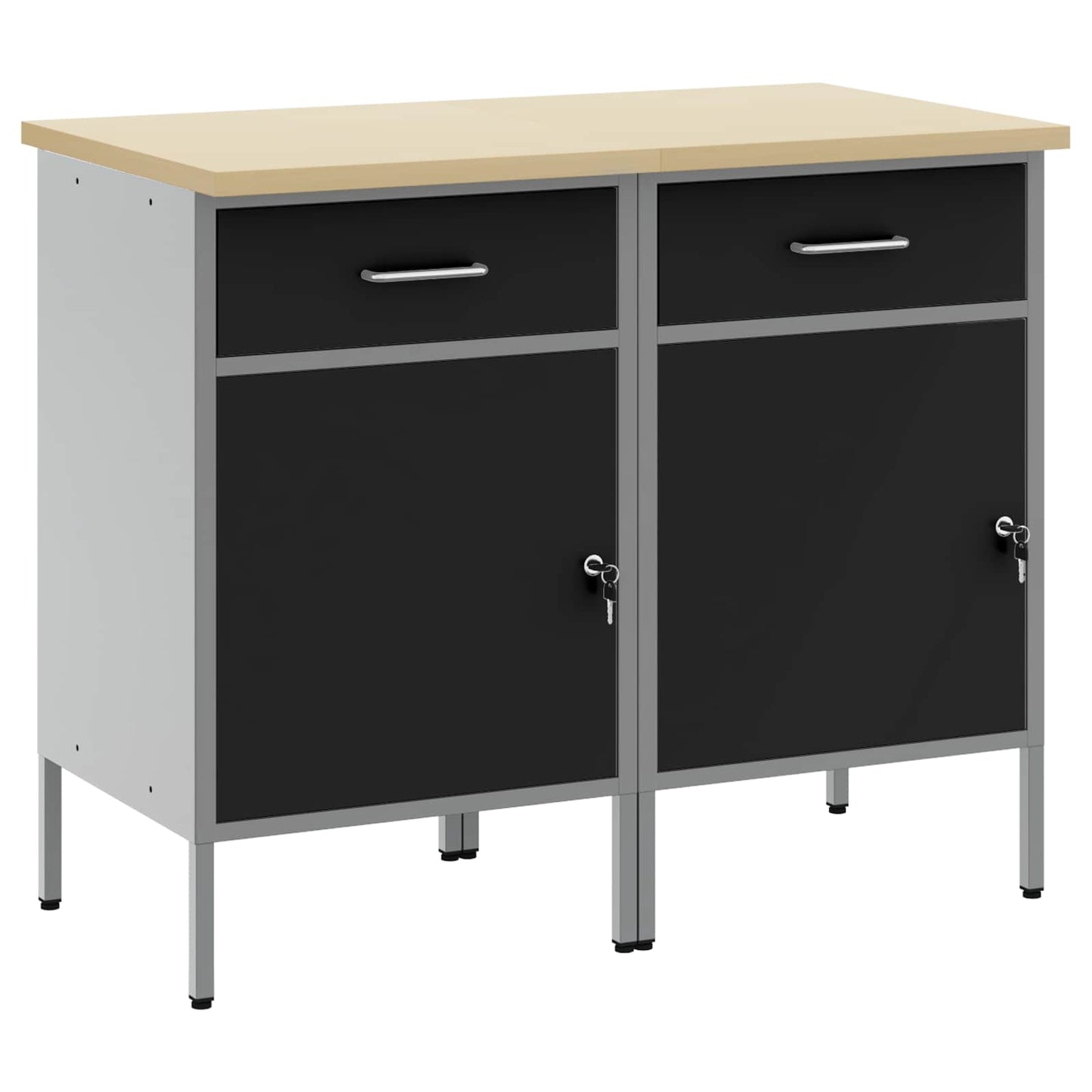Mobile da lavoro 2 pcs Nero e Grigio 100 x 55 x 85 cm | homemem39