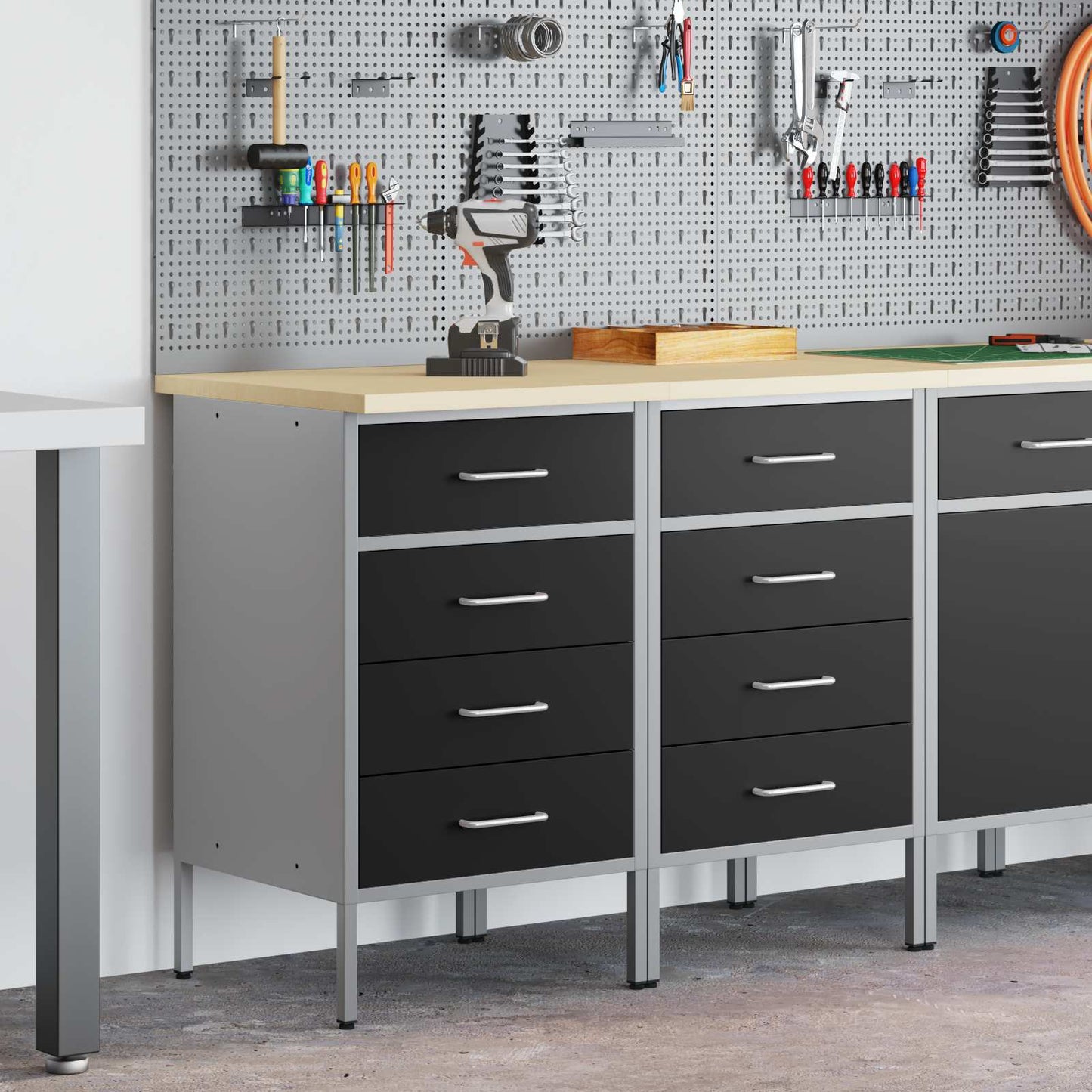 Mobile da lavoro 2 pcs Nero e Grigio 100 x 55 x 85 cm | homemem39