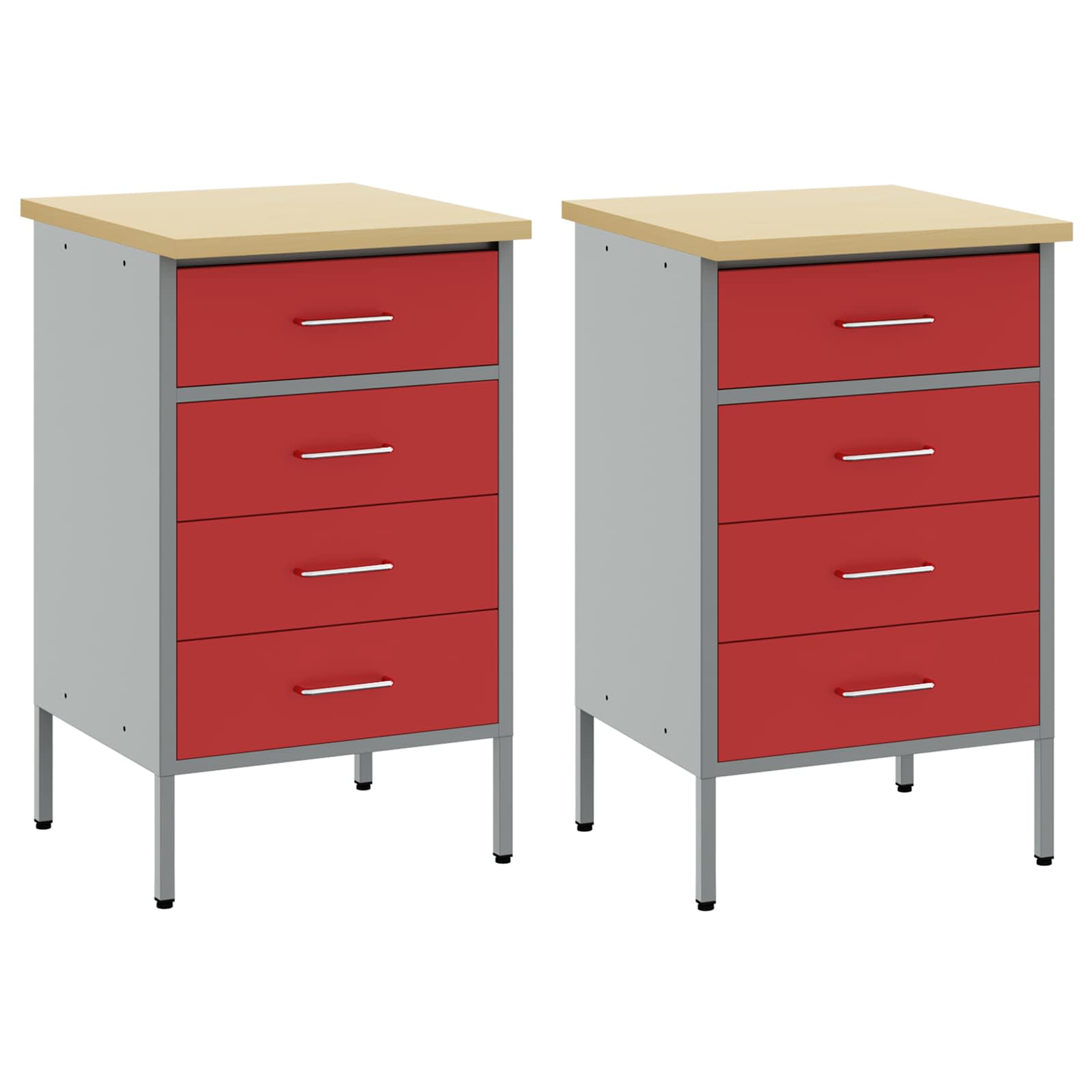 Mobile da lavoro 2 pcs Rosso e Grigio 100 x 55 x 85 cm | homemem39