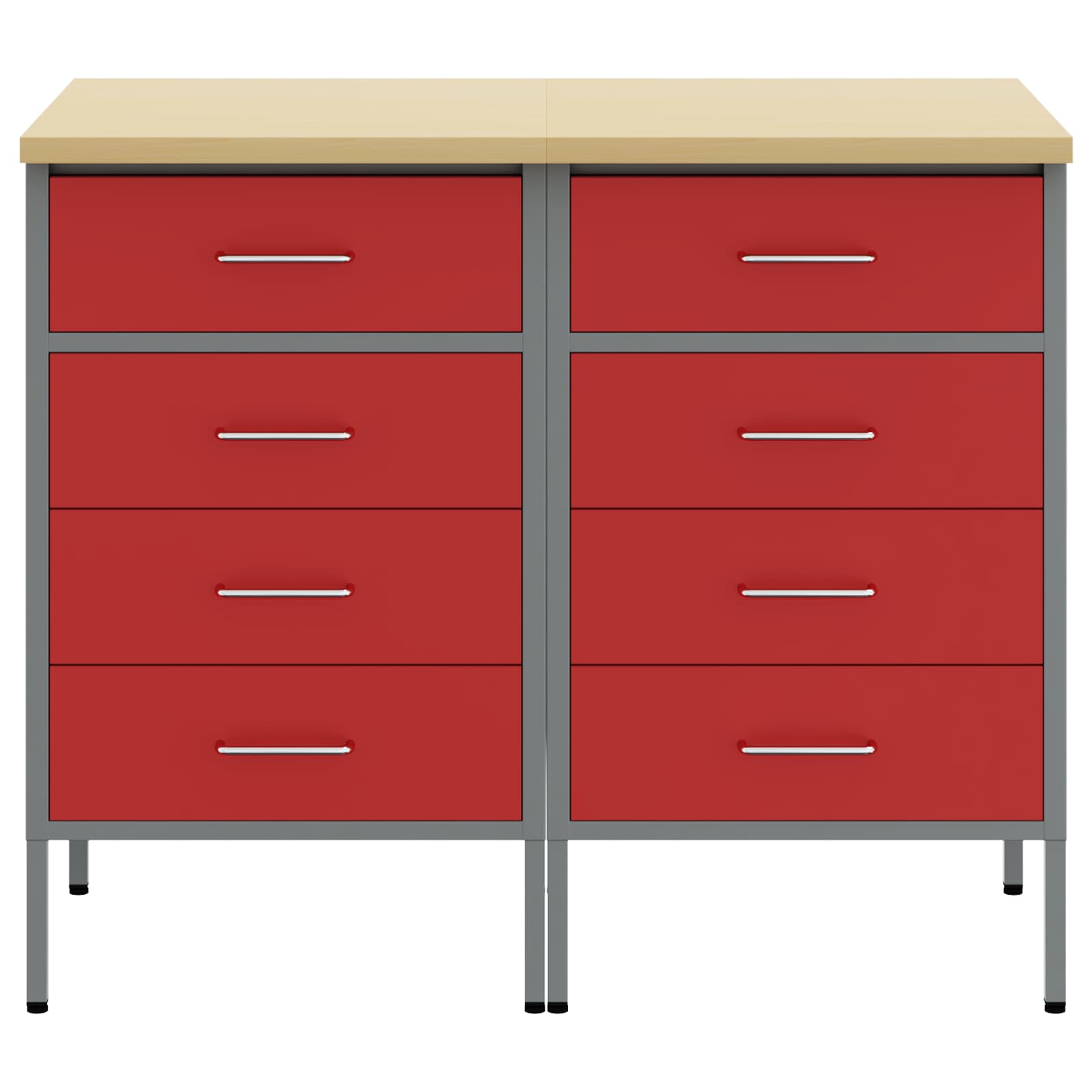 Mobile da lavoro 2 pcs Rosso e Grigio 100 x 55 x 85 cm | homemem39