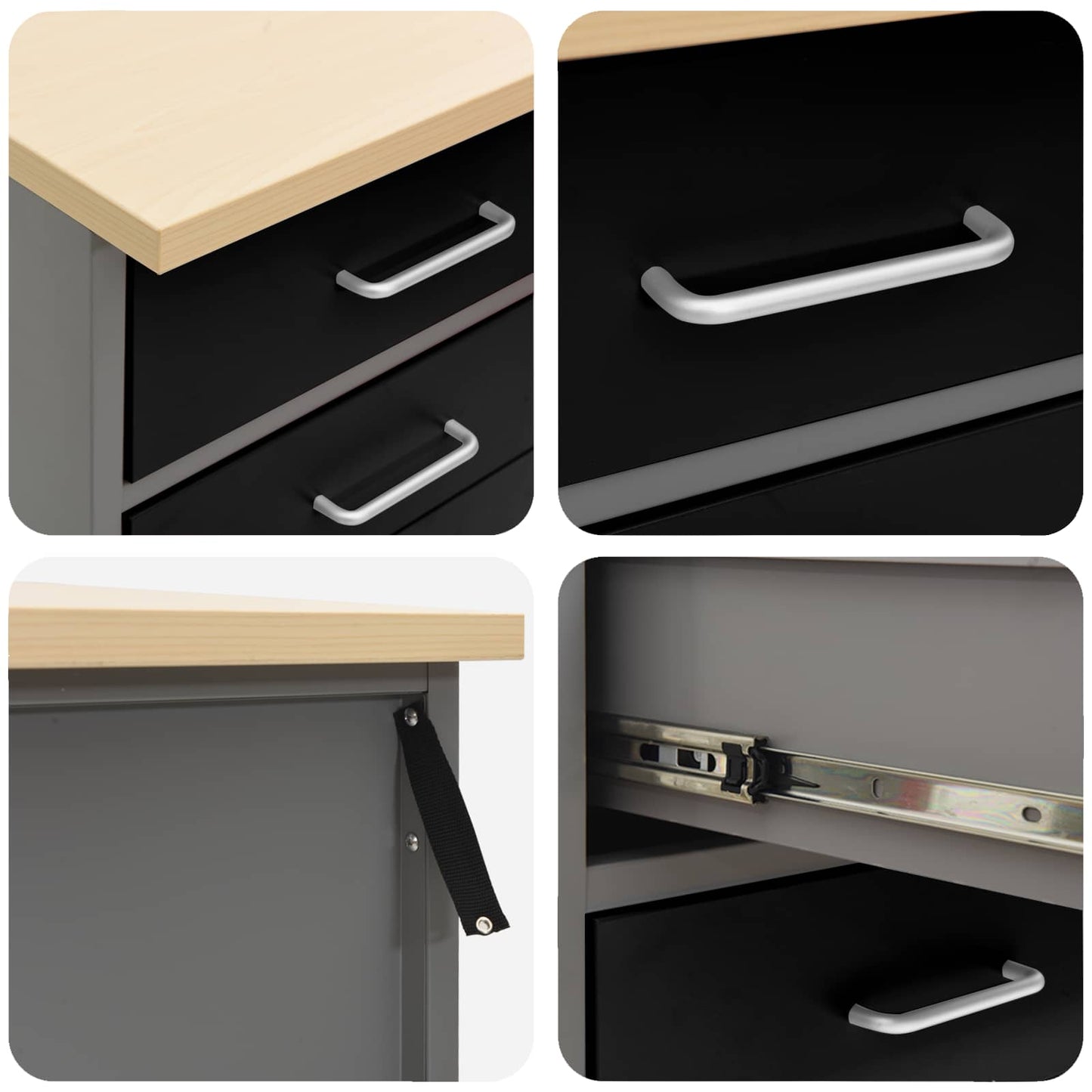 Mobile da lavoro 2 pcs Nero e Grigio 100 x 55 x 85 cm | homemem39