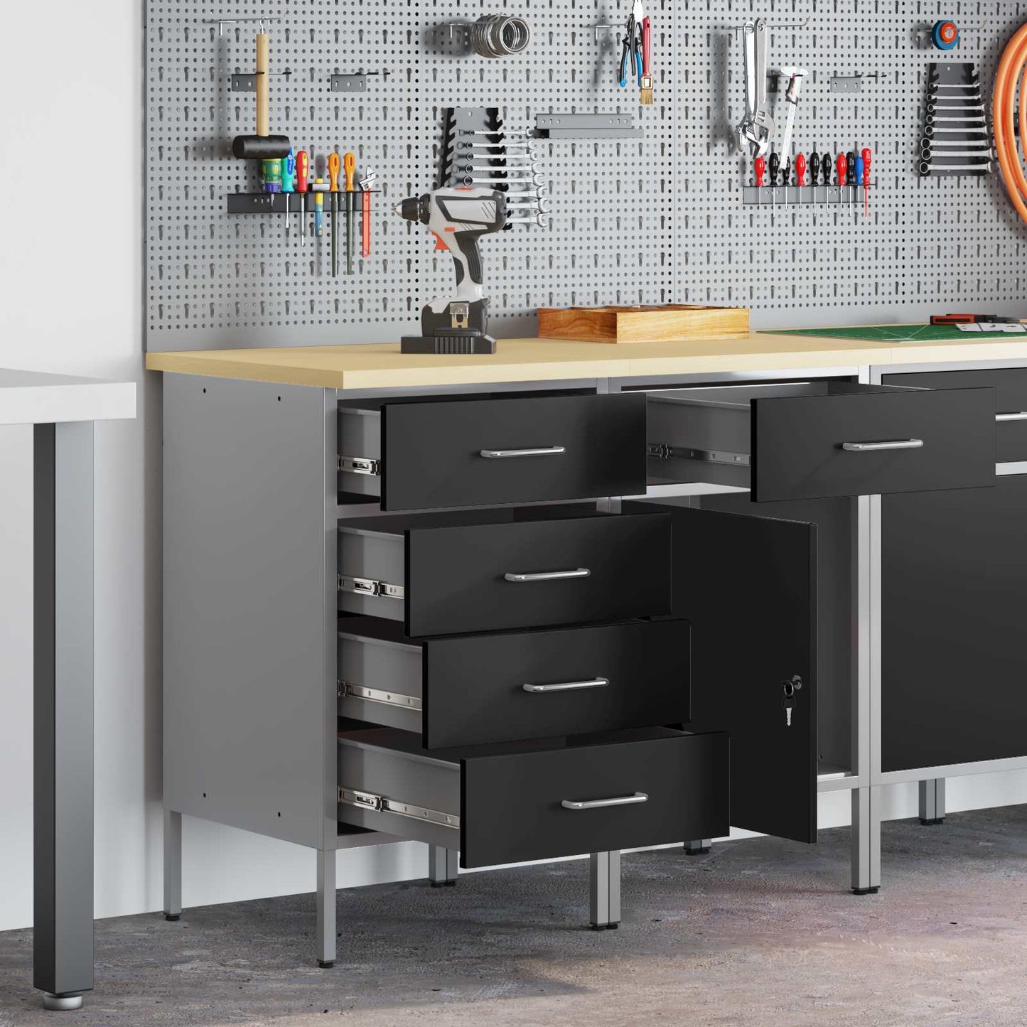 Mobile da lavoro 2 pcs Nero e Grigio 100 x 55 x 85 cm | homemem39