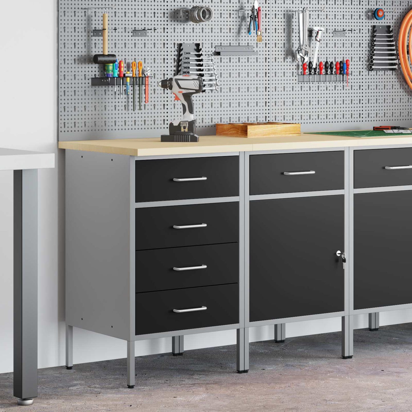 Mobile da lavoro 2 pcs Nero e Grigio 100 x 55 x 85 cm | homemem39