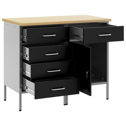 Mobile da lavoro 2 pcs Nero e Grigio 100 x 55 x 85 cm | homemem39