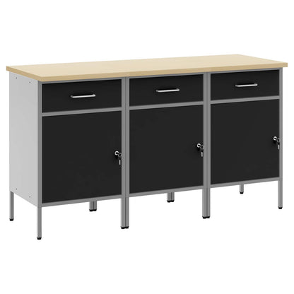Mobile da lavoro 3 pcs Nero e Grigio 150 x 55 x 85 cm | homemem39