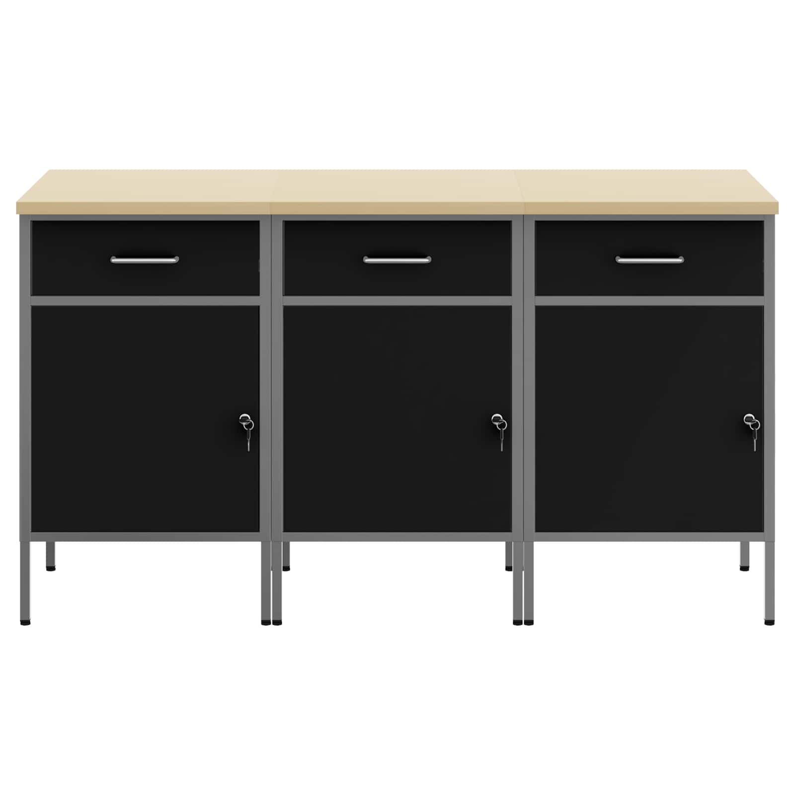 Mobile da lavoro 3 pcs Nero e Grigio 150 x 55 x 85 cm | homemem39