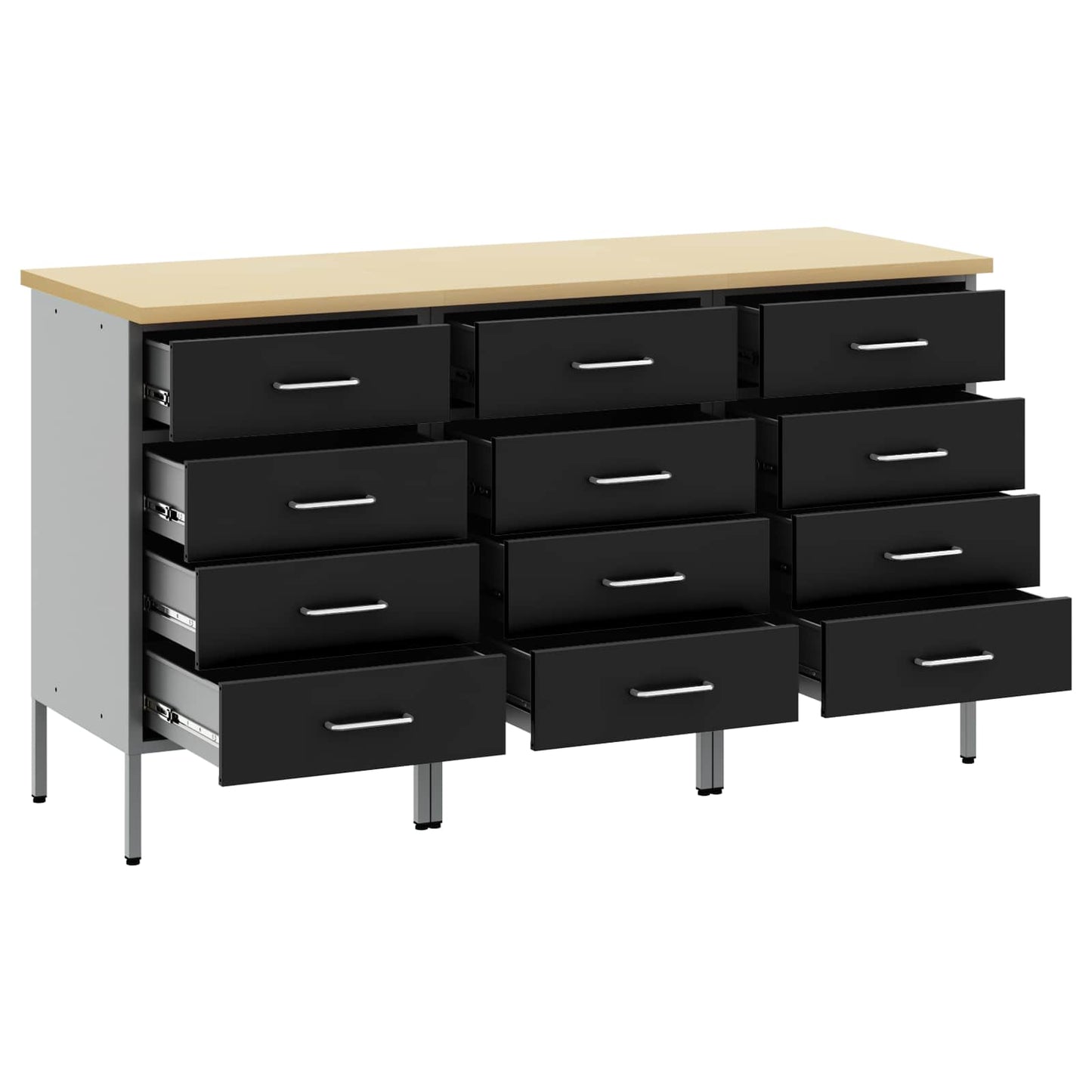 Mobile da lavoro 3 pcs Nero e Grigio 150 x 55 x 85 cm | homemem39