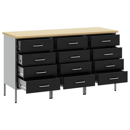 Mobile da lavoro 3 pcs Nero e Grigio 150 x 55 x 85 cm | homemem39