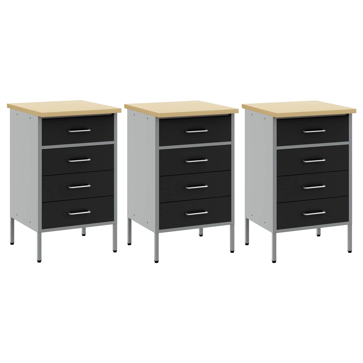 Mobile da lavoro 3 pcs Nero e Grigio 150 x 55 x 85 cm | homemem39