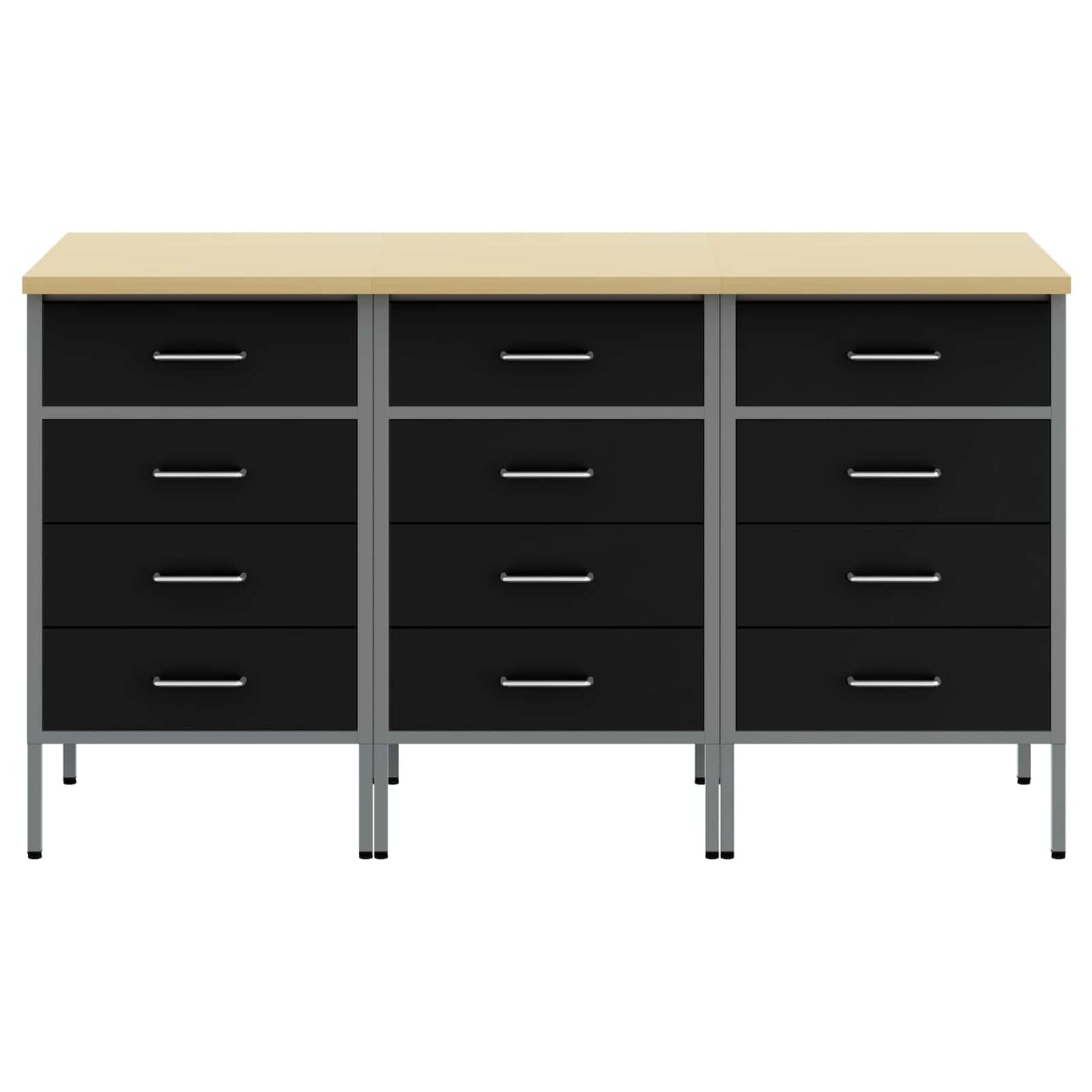 Mobile da lavoro 3 pcs Nero e Grigio 150 x 55 x 85 cm | homemem39