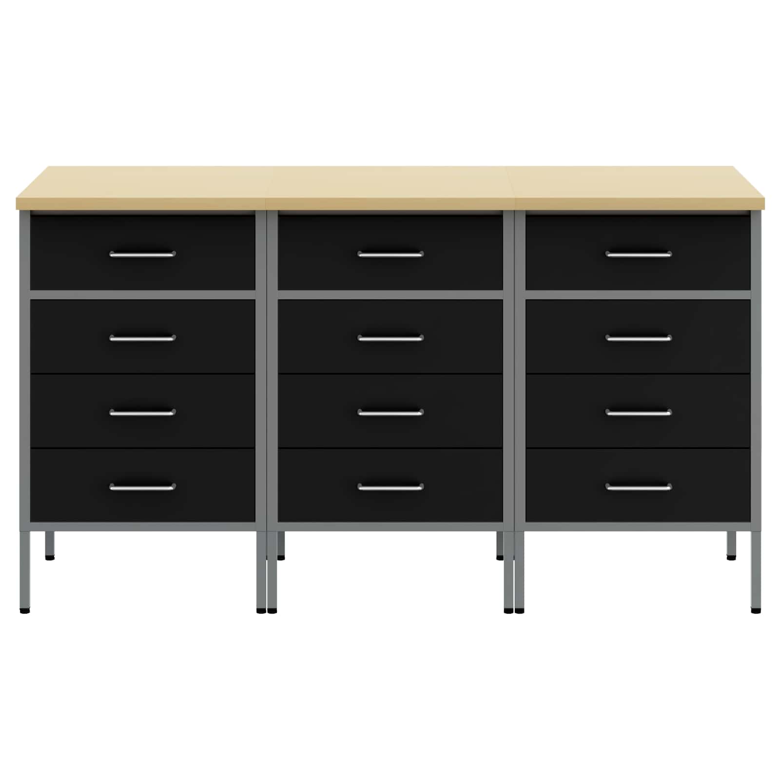 Mobile da lavoro 3 pcs Nero e Grigio 150 x 55 x 85 cm | homemem39