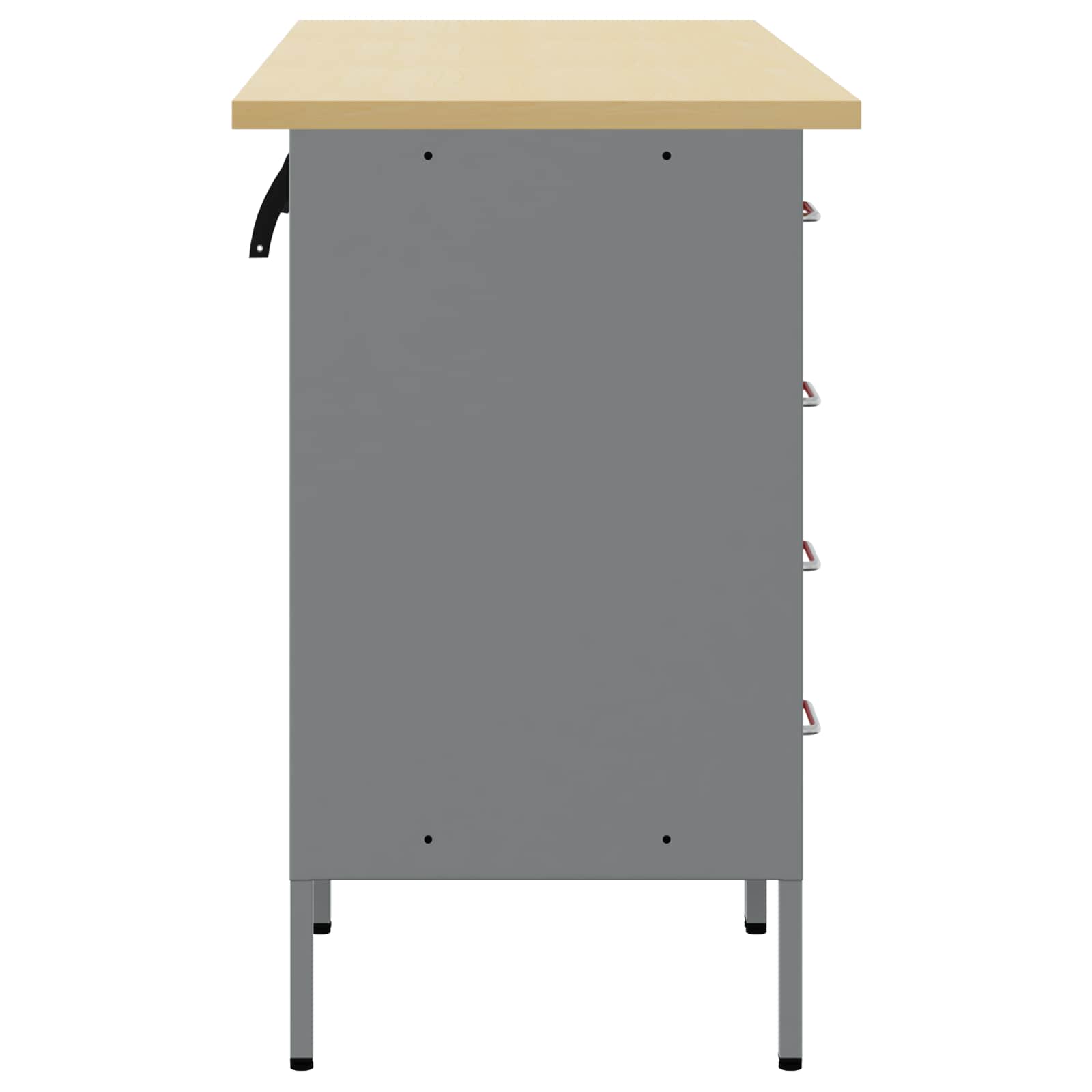 Mobile da lavoro 3 pcs Rosso e Grigio 150 x 55 x 85 cm | homemem39