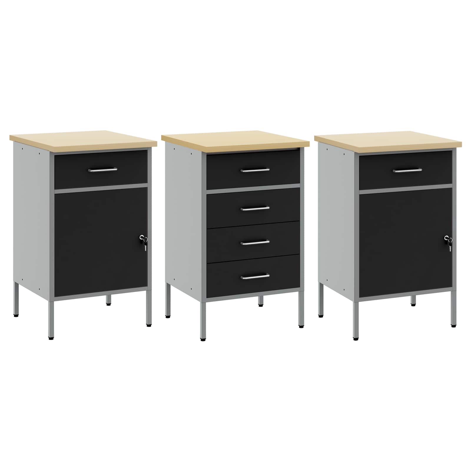 Mobile da lavoro 3 pcs Nero e Grigio 150 x 55 x 85 cm | homemem39