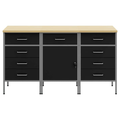 Mobile da lavoro 3 pcs Nero e Grigio 150 x 55 x 85 cm | homemem39