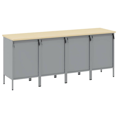 Mobile da lavoro 4 pcs Nero e Grigio 200 x 55 x 85 cm | homemem39