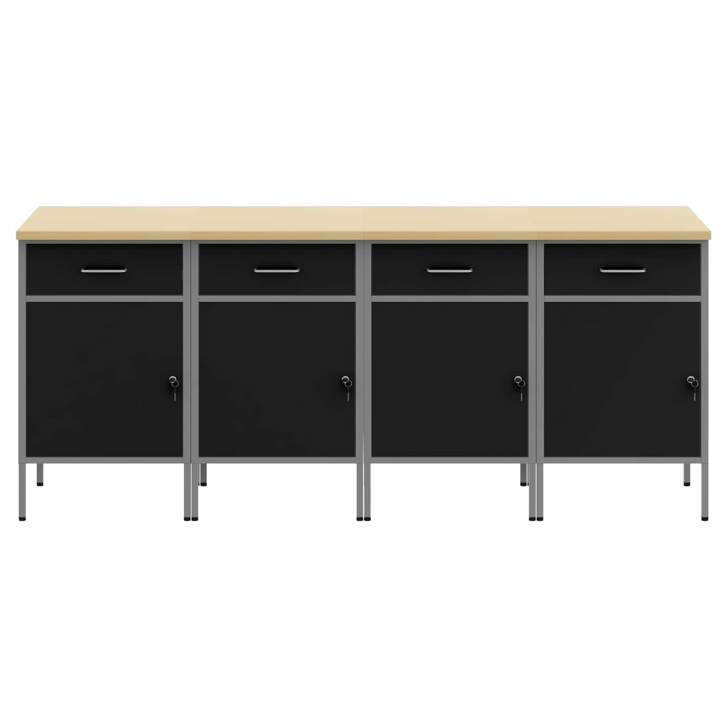 Mobile da lavoro 4 pcs Nero e Grigio 200 x 55 x 85 cm | homemem39