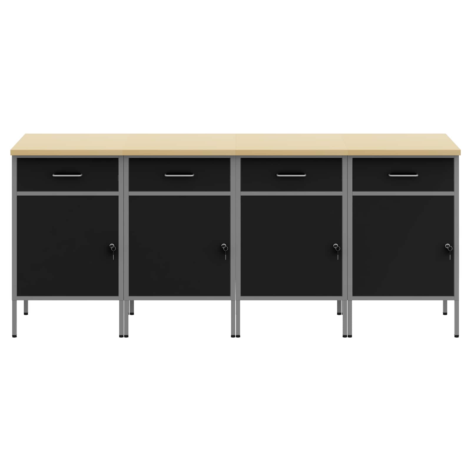 Mobile da lavoro 4 pcs Nero e Grigio 200 x 55 x 85 cm | homemem39