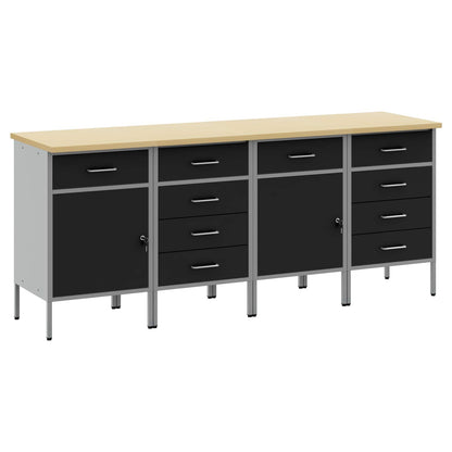 Mobile da lavoro 4 pcs Nero e Grigio 200 x 55 x 85 cm | homemem39