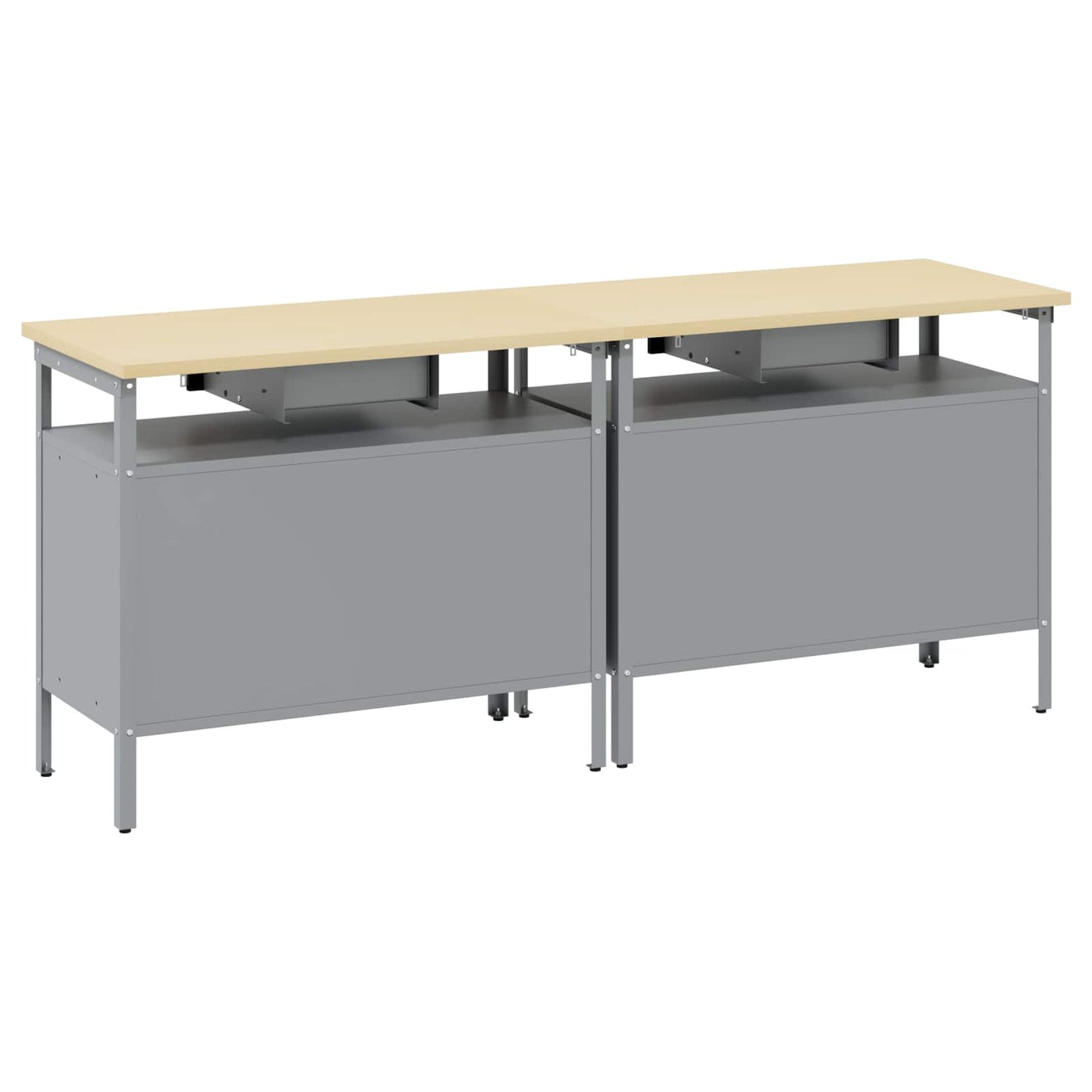 Set banco da lavoro 2 pcs Nero e Grigio 200 x 55 x 85 cm