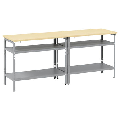 Set banco da lavoro 2 pcs Grigio 200 x 55 x 85 cm Acciaio - homemem39