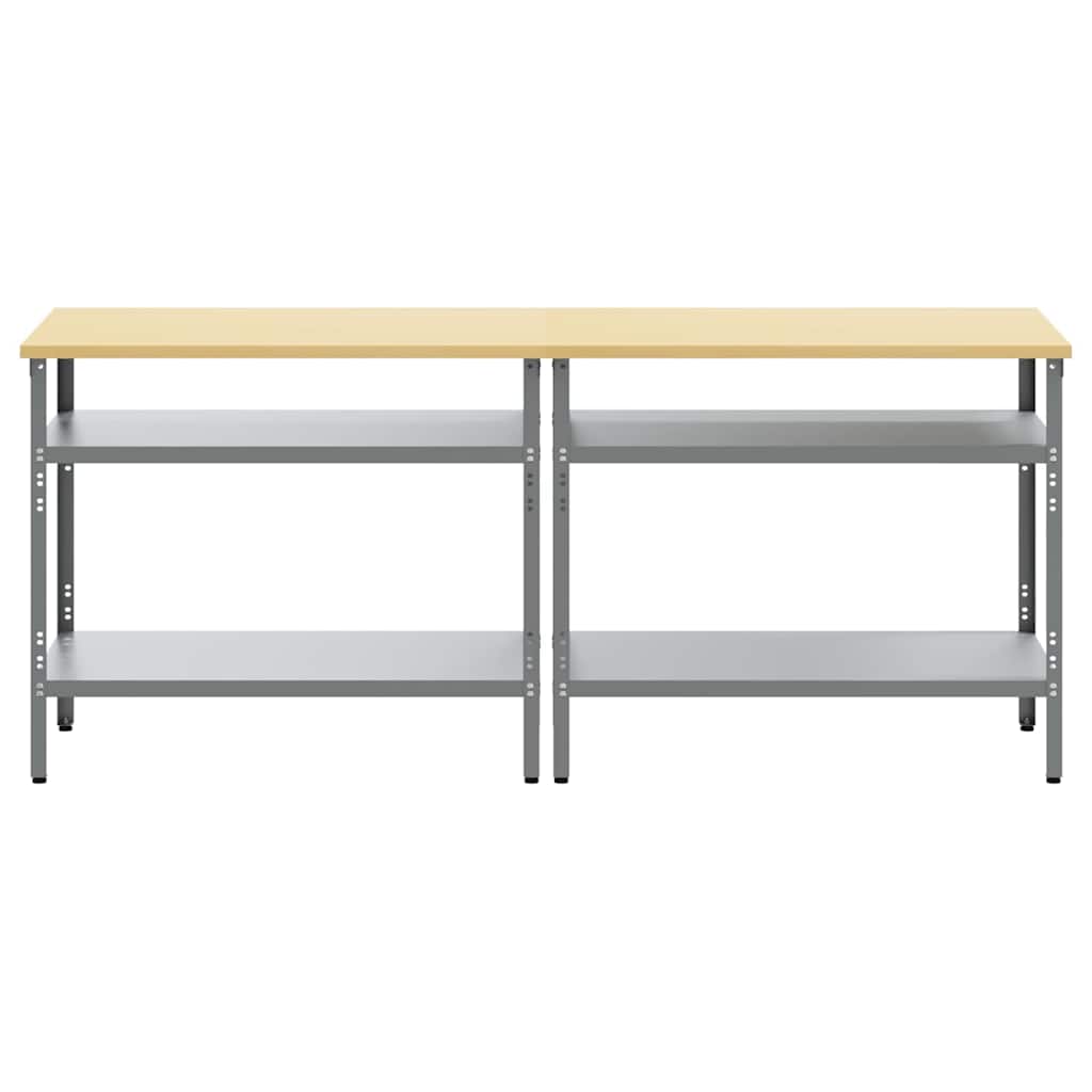 Set banco da lavoro 2 pcs Grigio 200 x 55 x 85 cm Acciaio - homemem39