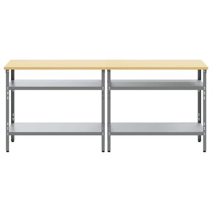 Set banco da lavoro 2 pcs Grigio 200 x 55 x 85 cm Acciaio - homemem39