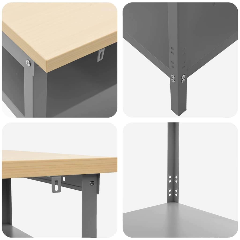 Set banco da lavoro con lo scaffale 3 pcs Beige e grigio | homemem39