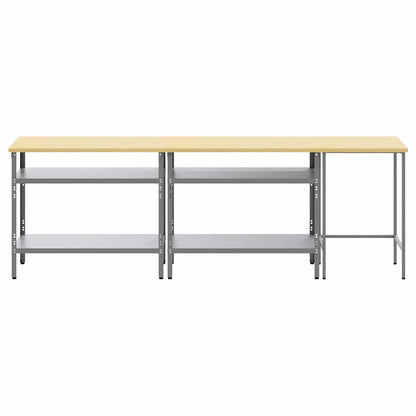 Set banco da lavoro con lo scaffale 3 pcs Beige e grigio - homemem39