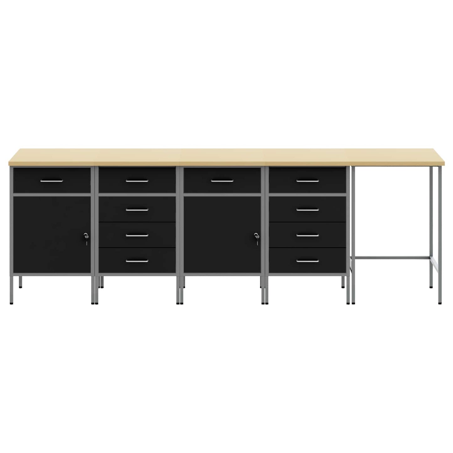 Set di mobili da lavoro con cassetto 5 pcs Nero e Grigio | homemem39
