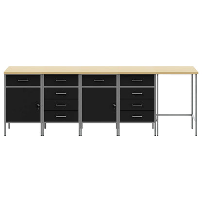 Set di mobili da lavoro con cassetto 5 pcs Nero e Grigio | homemem39