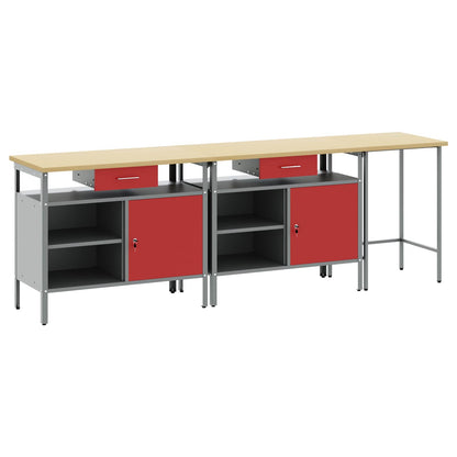 Set banco da lavoro con cassetto con blocco 3 pcs Nero e Grigio | homemem39
