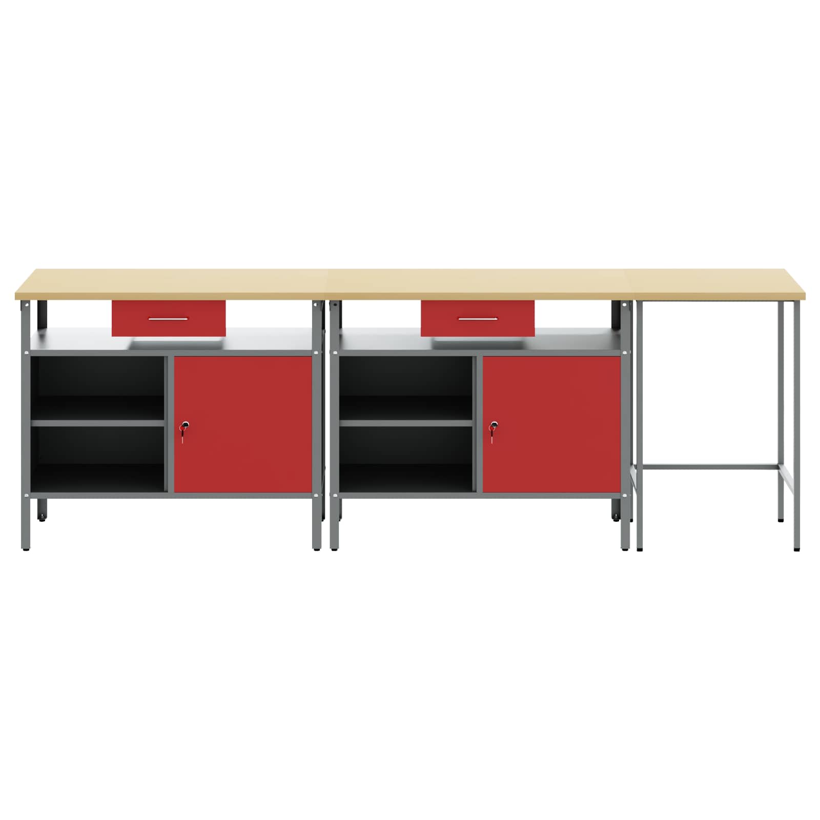 Set banco da lavoro con cassetto con blocco 3 pcs Nero e Grigio | homemem39