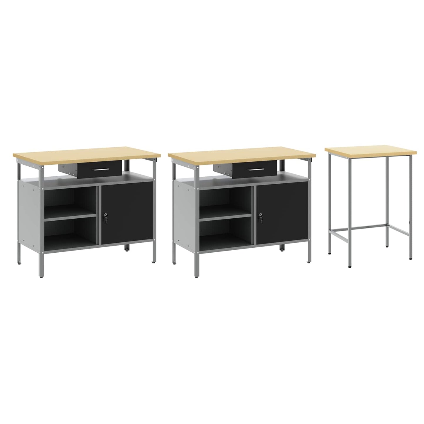 Set banco da lavoro con cassetto 3 pcs Rosso e Grigio | homemem39
