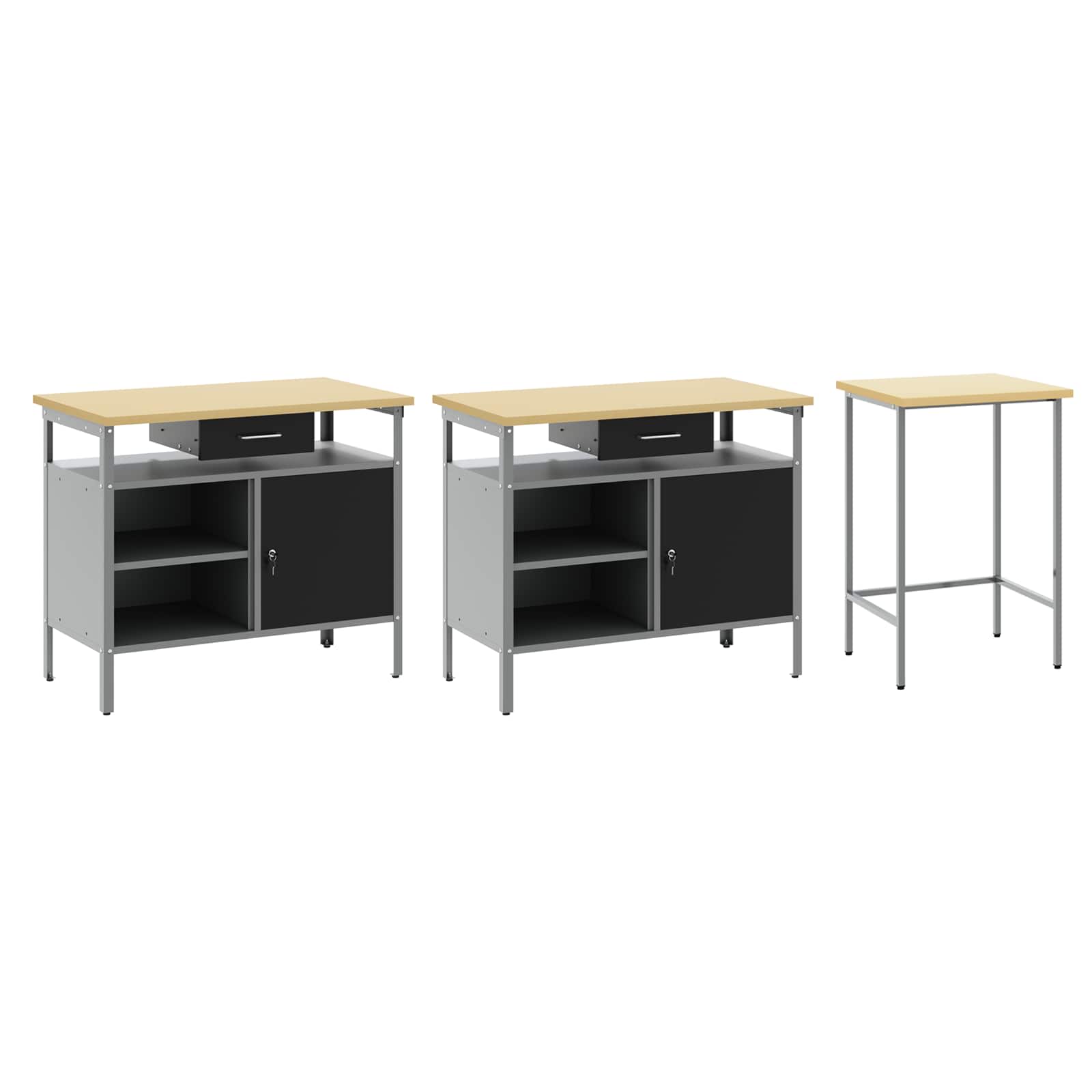 Set banco da lavoro con cassetto 3 pcs Rosso e Grigio | homemem39