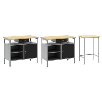 Set banco da lavoro con cassetto 3 pcs Rosso e Grigio | homemem39