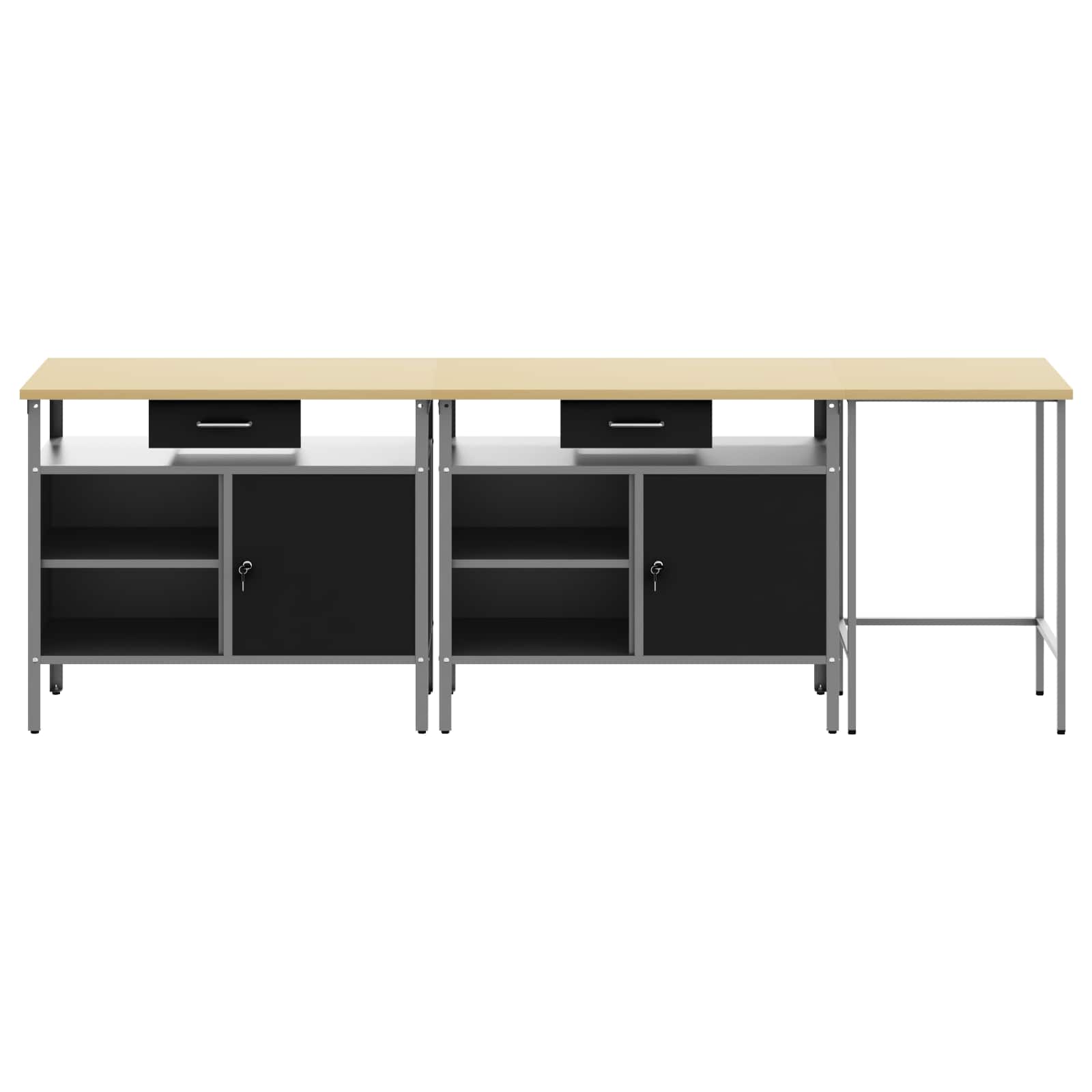 Set banco da lavoro con cassetto 3 pcs Rosso e Grigio | homemem39