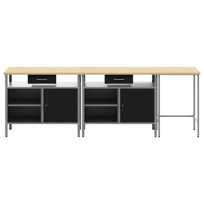 Set banco da lavoro con cassetto 3 pcs Rosso e Grigio | homemem39