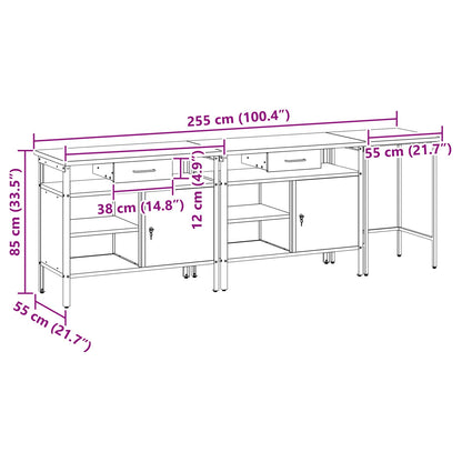 Set banco da lavoro con cassetto 3 pcs Rosso e Grigio - homemem39