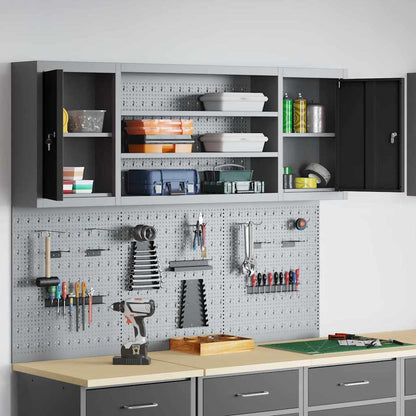 Set Armadietto degli Strumenti e Pannello Forato 6 pcs Nero