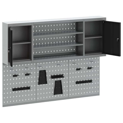 Set Armadietto degli Strumenti e Pannello Forato 6 pcs Nero