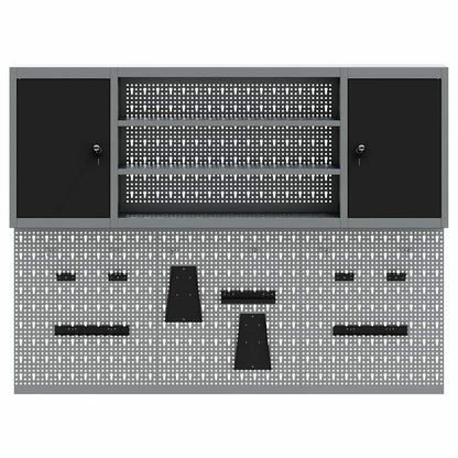 Set Armadietto degli Strumenti e Pannello Forato 6 pcs Nero